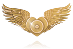 YA-86 Winged Hearts 18k Golden Plated 4"