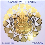 YA-93-SM 18k gold plated Ganesh Healing Grid with Hearts