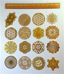 18K gold plated small Sacred Geometry grids