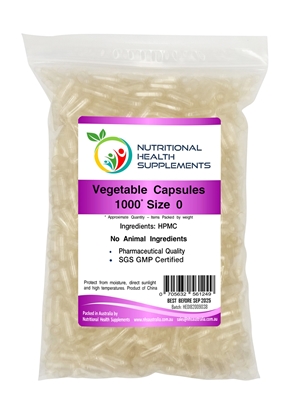 1000 HPMC Empty Vegetable Vegetarian Vegan Capsules Size 0 - Clear