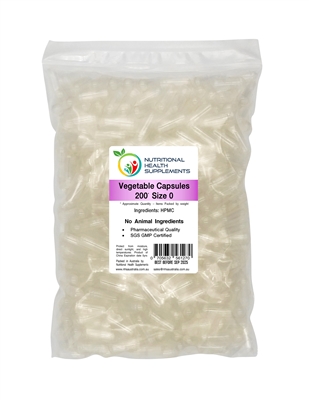 200 Empty Vegetable Vegetarian Vegan Capsules - Size 0