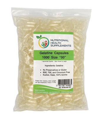 10000 (10 x 1000) Empty Clear Hard Gelatin Capsules - Size 00