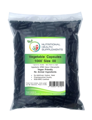 1000 HPMC Empty Vegetable Capsules - Size 00 - Chlorophyll Green