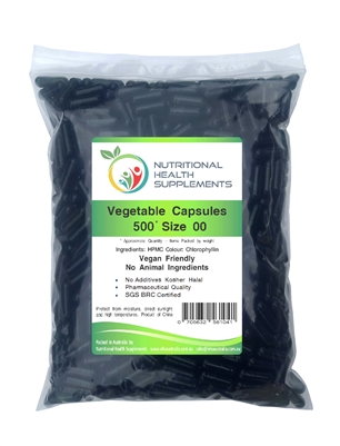 500 HPMC Empty Vegetable Capsules - Size 00 - Chlorophyll Green