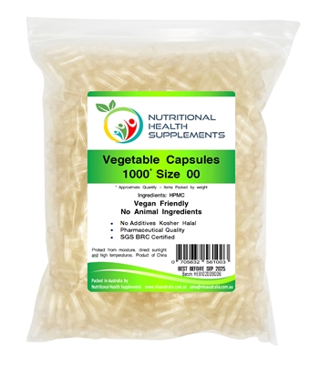 1000 HPMC Empty Vegetable Vegetarian Vegan Capsules - Size 00