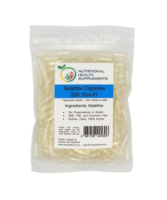 250 Gelatin Capsules - Size #1