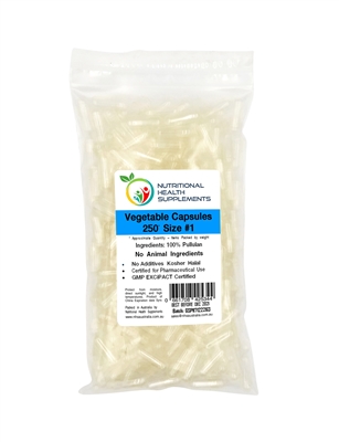 250 Empty Vegetable Vegetarian Vegan Capsules - Size #1