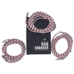 Braided 6' Lightning Cable Gray/Red 3 Pack