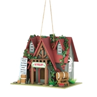 Winery Red Roof Wood Cottage Birdhouse