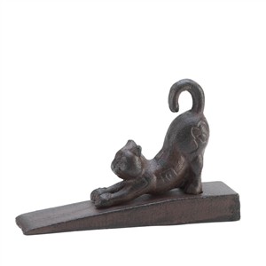 Cat Stretching Cast Iron Door Stop