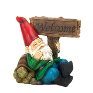 Welcome Gnome Solar Light Figurine