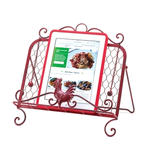 Red Rooster Cookbook Stand w/Page Keepers