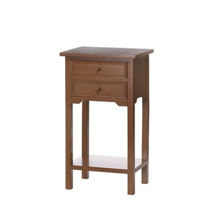 Natural Brown Wood 2-Drawer Side Table