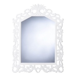 Fleur-de-lis White Wood Arch Mirror