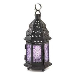 Purple Glass Moroccan Style Lantern