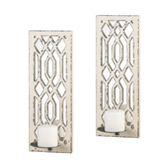 Ivory Mirror Geometric Wall Sconce Set