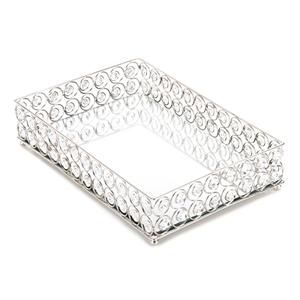 Shimmer Rectangular Jeweled Wire Framework Tray