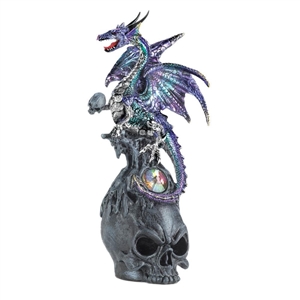 Mystical Jeweled Dragon and Skull Figurine