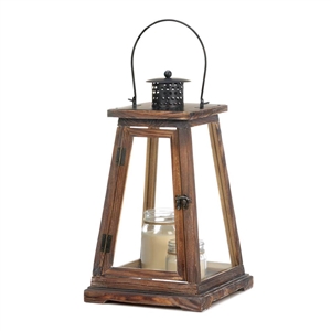 Ideal Large Brown Wood Candle Lantern