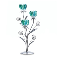 Triple Peacock Bloom Candle Holder Tree