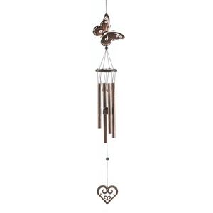 Butterfly & Heart Metal & Wood Windchime 31.5" long