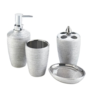 4-Pc Porcelain Silver Shimmer Bath Accessory Set