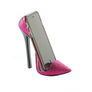 Sparkly Pink Pointed Toe High Heel Shoe Phone Holder