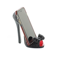Black-Bow Open-Toe High Heel Shoe Phone Holder