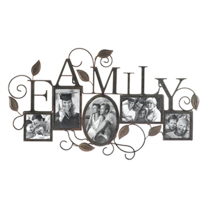 Family 5-Photo Wall Picture Frame Vines & Leaves