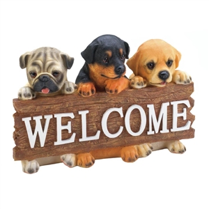 Hanging Puppy Dog Welcome Sign Decor