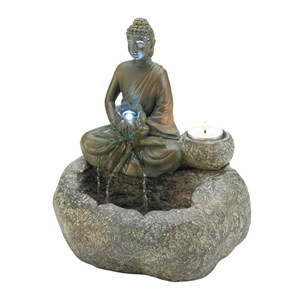 Buddha Tabletop LED Water Fountain Candleholder