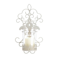 Romantic Lace Ivory Pillar Candle Wall Sconce