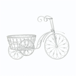 White Scrollwork Tricycle Planter Stand