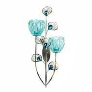 Peacock Blossom Plume Double Candle Sconce