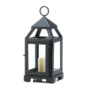 Black Mini Contemporary Metal Candle Lantern