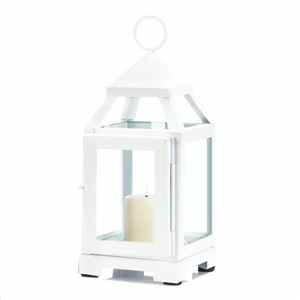 White Mini Contemporary Metal Candle Lantern