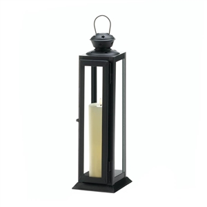 Tall Sleek and Lean Black Star Cutout Candle Lantern