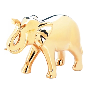 Large Polished Golden Elephant Figure