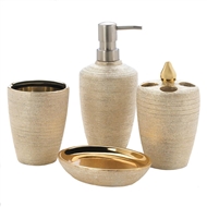 4-Pc Porcelain Golden Shimmer Bath Accessory Set