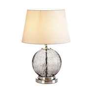 Grey Cracked Glass Orb Table Lamp