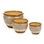 Earth-Tone Trim 3PC Ceramic Planter Pot Set