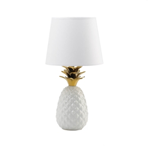 Gold Topped Pineapple White Table Lamp