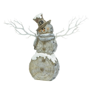 Snowman Statue With Lighted Branches