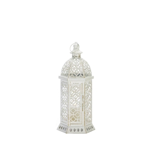 Cutwork White Hexagon Candle Lantern