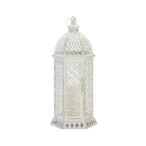 Large Cutwork White Hexagon Candle Lantern