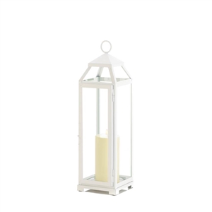 Large Country White Open Top Candle Lantern