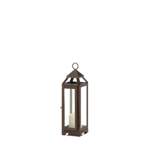 Small Copper Metal Pillar Candle Lantern