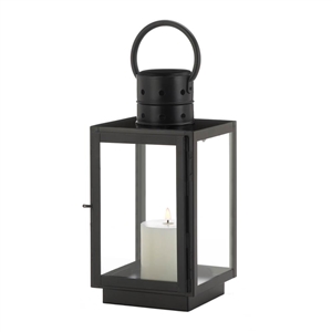 Square Frame Metal Black Pillar Candle Lantern
