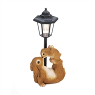 Playful Mother Rabbit and Baby Bunny Solar Lamp