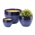 Duo Blue Ceramic 3PC Planter Pot Set